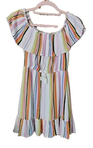 Girls "Art Class" Striped Off-Shoulder Dress Size M (7/8) Rayon - Excellent... - Picture 1 of 6