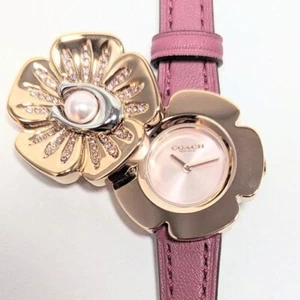 Reloj Coach Tea Rose la elegante caja de oro rosa cuenta con precioso rosa rosa nuevo - Imagen 1 de 5