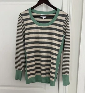 Olive + Oak Womens Striped Pullover Sweater Sz. L Stretch Preppy NWOT - Picture 1 of 6
