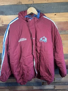 Vintage 90s Colorado Avalanche NHL Hockey Full Zip Puffer Jacket Starter Size L - Picture 1 of 14