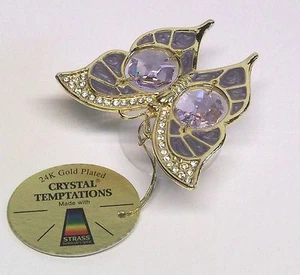 Gold Butterfly Suction Cup Swarovski Stones Crystal 24 Karat 9cm - Picture 1 of 2