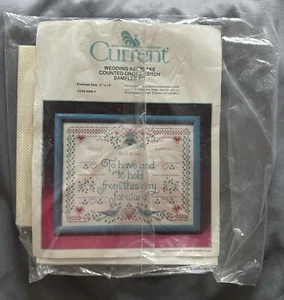 New Vintage Current Cross Stitch Kit Wedding Keepsake Sampler Kit 11"x14" 6540-4 - Picture 1 of 3