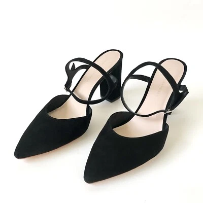 Zapatos de salón Loeffler Randall para mujer de gamuza negra con correa al tobillo talla 11B Foto 1 de 4