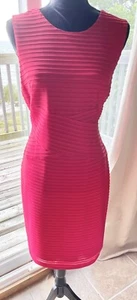 Calvin Klein Red Red Ribbed Criss/Cross Sleeveless Lined Sheath Dress Size 12 - Picture 1 of 15