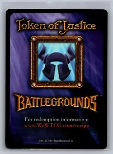 World Of Warcraft TCG 2011 Token of Justice Battlegrounds Card WOW CCG - Picture 1 of 2