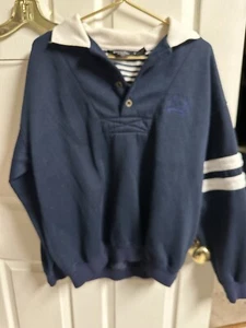 Vintage 90s Christian Dior Monsieur 1/4 3 Button Blue  Logo Sweatshirt Size XL - Picture 1 of 8