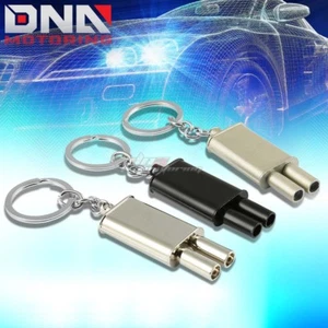 RACE OVAL MUFFLER DUAL TIP CATBACK EXHAUST METAL KEYCHAIN KEY CHAIN RING - Picture 1 of 4