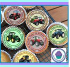 24 X TRACTOR 5th BIRTHDAY EDIBLE CUPCAKE TOPPERS WAFER PAPER ICING PRECUT OPTION