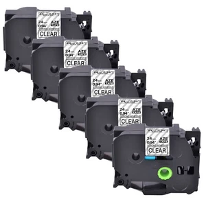 5PK Compatible con Brother TZe TZ-S151 Etiqueta Transparente 24mm Cinta Adhesiva Fuerte - Imagen 1 de 12