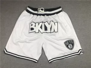 Pantalones Cortos de Baloncesto Brooklyn Nets Para Hombre Vintage Bolsillo Blanco Talla: S-XXL - Imagen 1 de 4