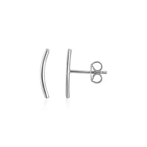 14k White Gold Women's Curve Climber 0.5" Length x 0.12" Width Post Earrings - Picture 1 of 2
