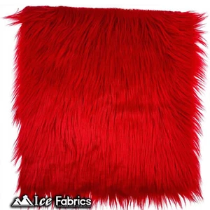 Ice Fabrics Pre Cut Faux Fur Fabric Square Red Fur Material - Picture 1 of 5
