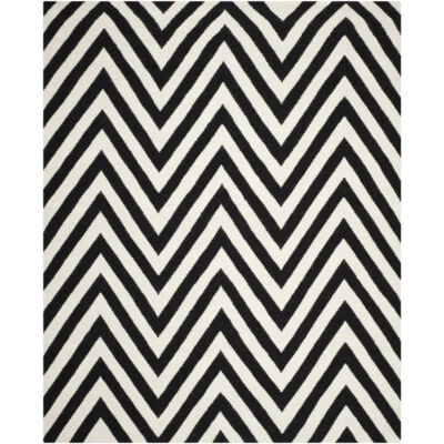 SAFAVIEH Dhurries DHU568C Handwoven Black / Ivory Rug - Image 1 of 4