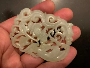 Jade carved leaf pendant light green slab vine etched DIY for cuff necklace - Picture 1 of 10