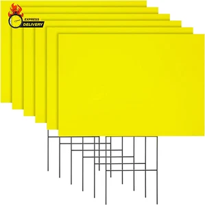 6 Pack Blank Corrugated Plastic Yard Signs with Stakes 17X12 for Outdoor, Garage - Picture 1 of 12
