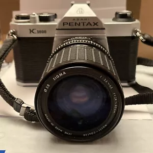 Vintage Pentax Asahi K1000 35mm Film Camera W/ SIGMA Lens 28-80 mm Tested Works - Picture 1 of 12