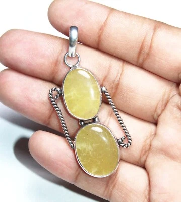 Piedra preciosa de calcita amarilla forma ovalada hecha a mano colgante joyería tamaño 2 pulgadas Foto 1 de 4