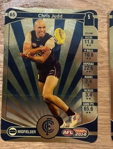 2014 AFL TEAMCOACH GOLD PARALLEL FOOTBALL CARD - 65 Chris JUDD (CARLTON BLUES) - Picture 1 of 1