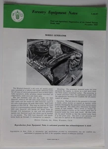 Forestry Equipment Notes Mobile Generator 1957 C.22.57 ST501001218 - Photo 1 sur 1