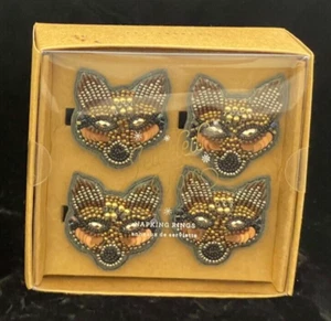 Pottery Barn Jeweled Fox Napkin Ring, Set of 4 Beaded - Picture 1 of 7