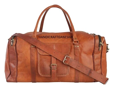 Bolso de Mano Marrón Vintage Equipaje de Viaje Gimnasio Vacaciones de Cuero Genuino para Hombres Foto 1 de 4