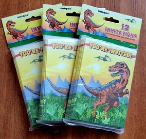Invitations Unique Brand Dinosaur Invitations 12 Count 3 Bags (36 Total) - Picture 1 of 5