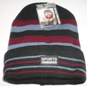 Heat Trendz Sports New Fashion Multicolor Men's Insulated Knit Beanie Hat Stripe - Picture 1 of 5