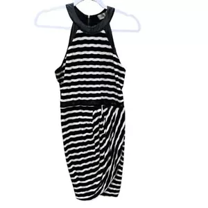 NWT Blessed Are the Meek Overlap Dress Black Faux Leather Trim Women's Size 2 - Picture 1 of 6