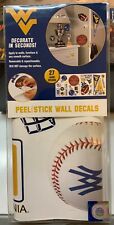 WEST VIRGINIA MOUNTAINEERS PEEL & STICK 26 PIECE REUSEABLE WALL DECALS 👀🏈🏀