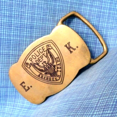 Fivela de cinto Aberdeen Idaho Departamento de Polícia latão vintage anos 70 Taiwan .NOX166 - Imagem 1 de 4