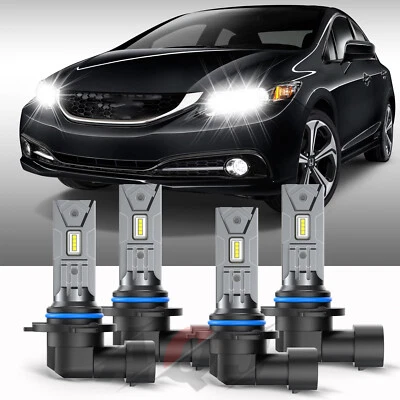 For GMC SAVANA 4500 2009-2019 LED Headlight 9005 9006 Hi-Low Beam 4x Combo White - Image 1 of 4