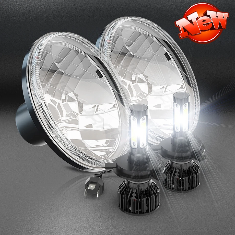 Faros LED redondos de 7" de haz alto/bajo H4 Fit FIAT 124 Spider 1966-1985 2 piezas Foto 1 de 4