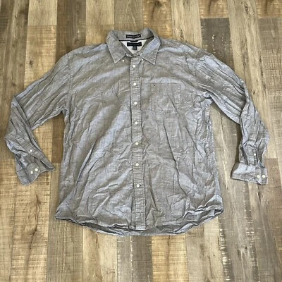 Camisa Tommy Hilfiger Graduate End Lt. Gris Manga Larga Para Hombre Talla XXL Foto 1 de 4
