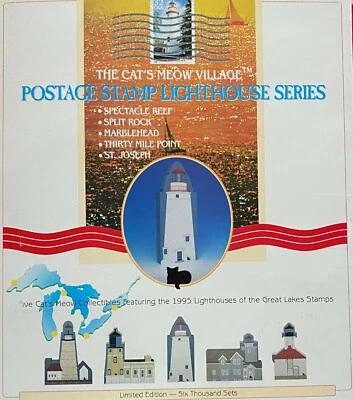 THE CAT'S MEOW VILLAGE POSTAGE STAMP LIGHTHOUSE SERIES   - Image 1 of 4