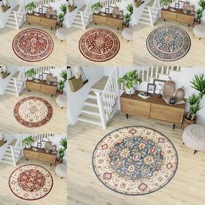 Alfombra Redonda Piso Corto Patrón Clásico Flores Salón Diseño ECOTEX - Imagen 1 de 55