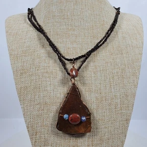 Collier ancien pendentif 18" fait main enveloppé de fil 2,5" - Photo 1/7