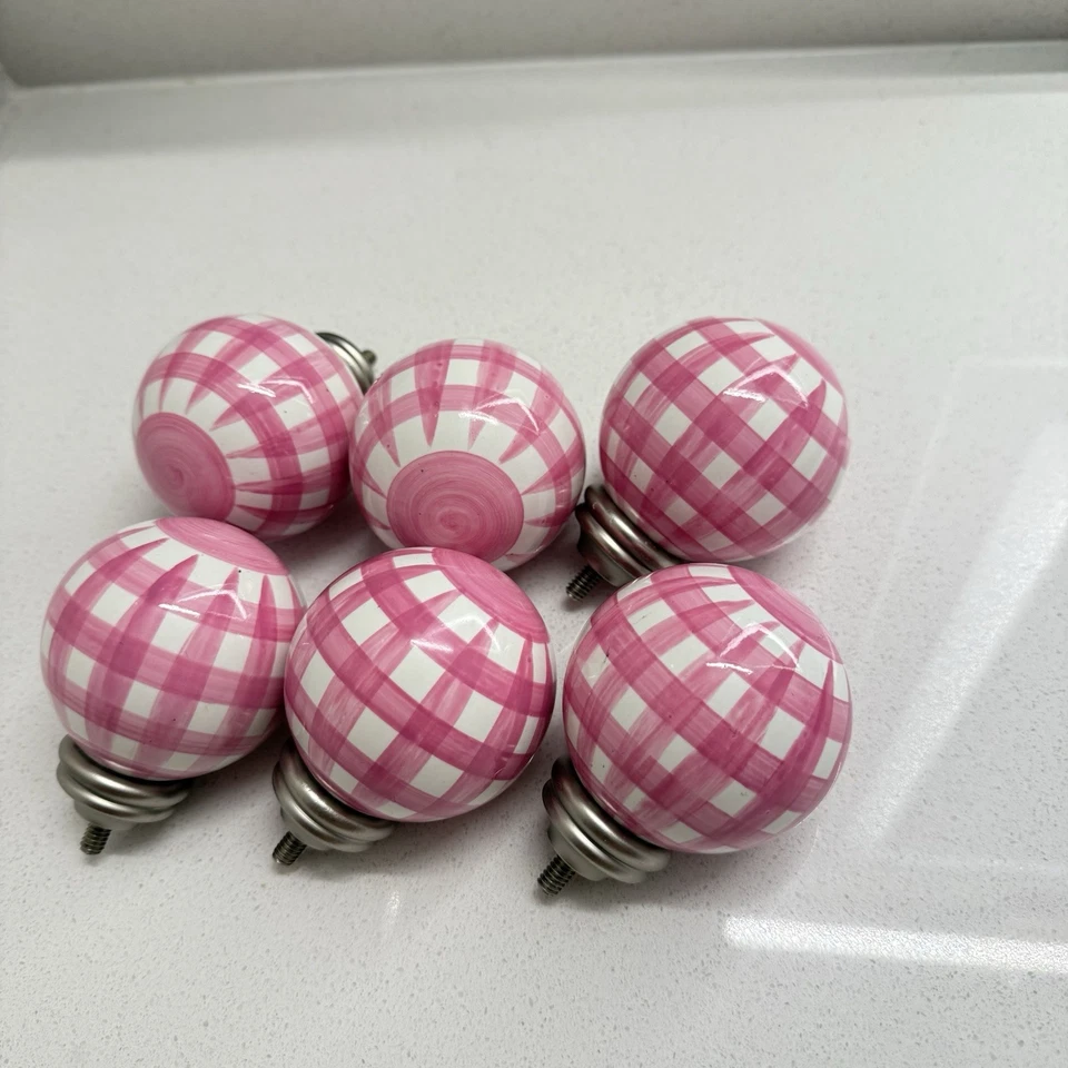 Juego de 6 remates Pottery Barn niños adolescentes rosa blanco guinga a cuadros usados en excelente estado Foto 1 de 4