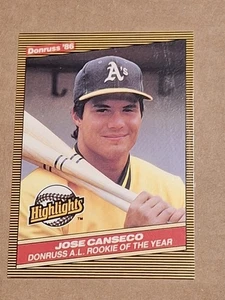 1986 JOSE CANSECO DONRUSS HIGHLIGHTS BASEBALL CARD #55 OAKLAND A'S RANGERS  - Picture 1 of 2