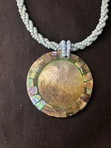 Vintage Abalone And Mother Of Pearl Sea Turtle Necklace - Picture 1 of 10