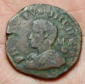 NAPOLI - FILIPPO IV 1621-1665 -AE/ 9 CAVALLI 1626 RARA ! - Picture 1 of 2