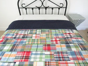 POTTERY BARN KIDS Twin Madras Plaid Patchwork Quilt EUC - Picture 1 of 10