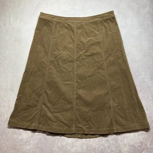 Croft Barrow Corduroy Skirt Size 16 Khaki Brown Midi Modest A-Line - Picture 1 of 8