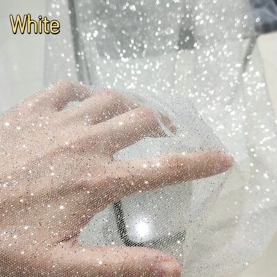 Tulle Fabric Glitter Cloth Sequin Shiny for Bridal Dress Accessory Headdress DIY - Image 1 of 4