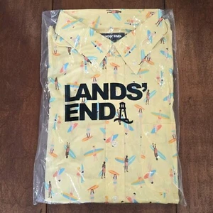 Lands End • De colección • Camisa hawaiana con botones • Grande para hombre • Surfista amarillo - Imagen 1 de 7