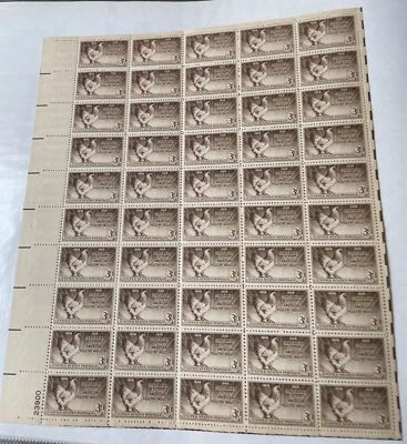 US 1948 3c Poultry Industry Sheet Of 50 Scott #968 - Image 1 of 3