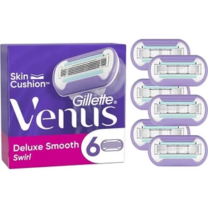 Gillette Venus Deluxe Smooth Swirl Razor Blades Women 6 Refill Pack Vitamin E - Picture 1 of 6
