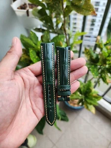 Green 22/18mm 100% Genuine,Real Exotic Leather Watch Strap Band CURVED END - Picture 1 of 10