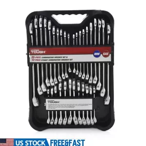32 Piece Combination Wrench Set Metric SAE Durable Chrome Vanadium Storage Case - Picture 1 of 8