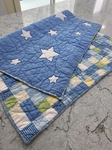 POTTERY BARN KIDS STAR QUILT AND WALL HANGING - BLUE - Picture 1 of 9