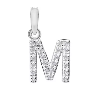 0.27Ct Round Shape D/VVS1 Alphabet M Women's Pendant In 925 Sterling Silver - Picture 1 of 4
